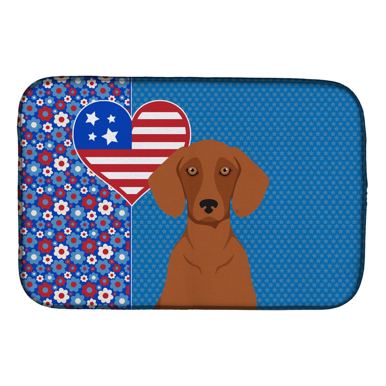 Red Dachshund USA American Dish Drying Mat