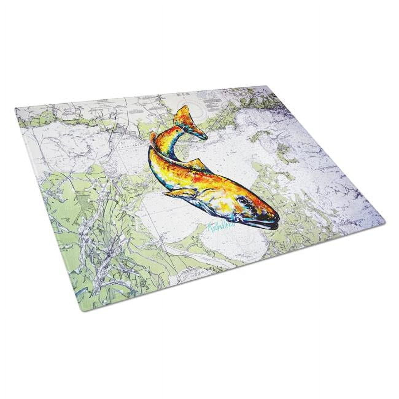 Red Fish On Map Glass Cutting Board 12 in x 15 in
