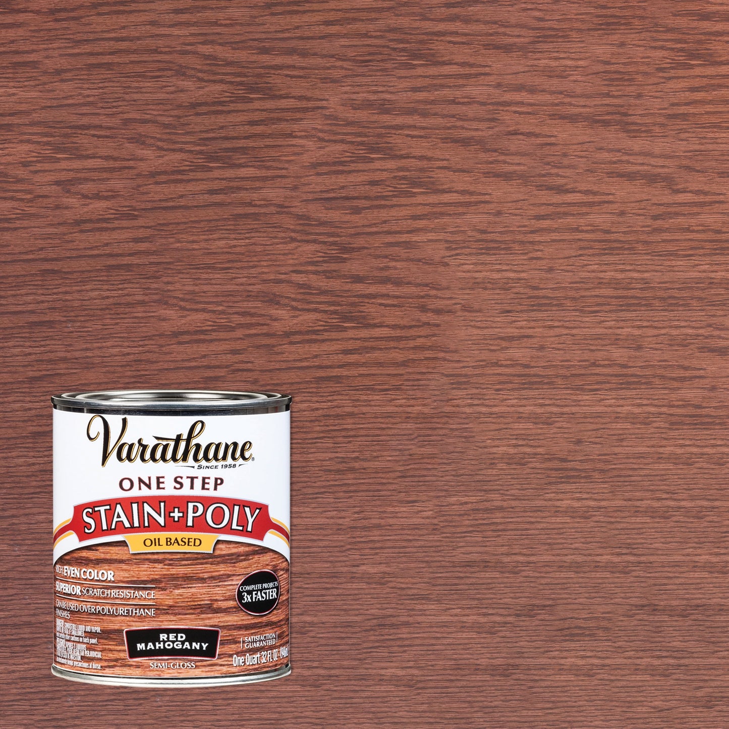 2 Pack, Red Mahogany, Varathane Stain + Polyurethane Oil-Based, Semi-Gloss -225247H, Quart