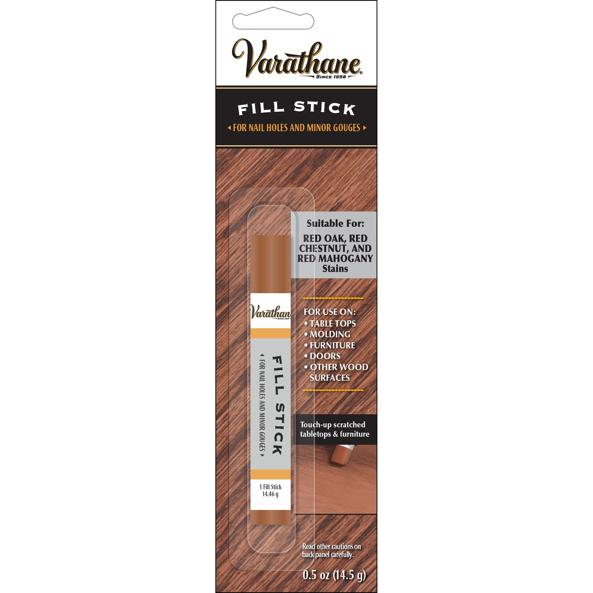 6 Pack, Red Oak, Red Chestnut, Red Mahogany, Varathane Premium Wood Repair Fill Stick-215367, 0.5 oz