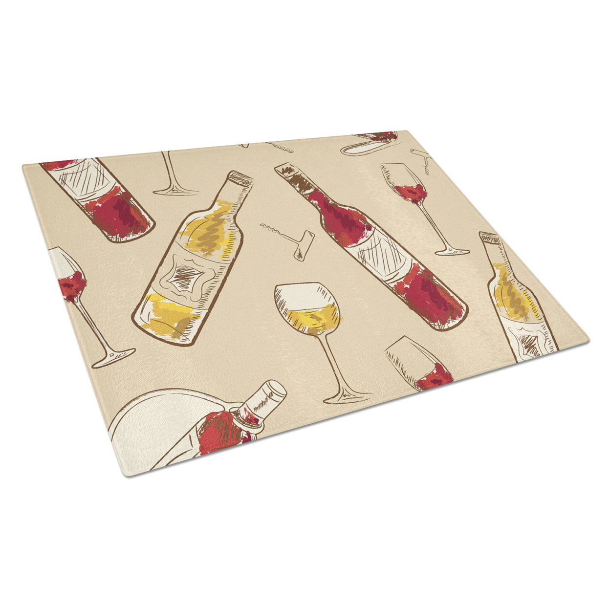 Red and White Wine Glass Cutting Board Large