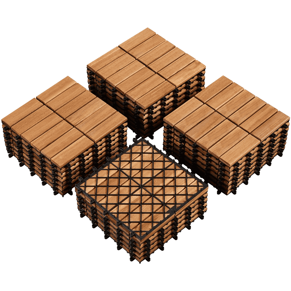 Renwick 27pcs Wood Flooring Tiles 12''x12'' for Outdoor & Indoor Patio Garden, Wood