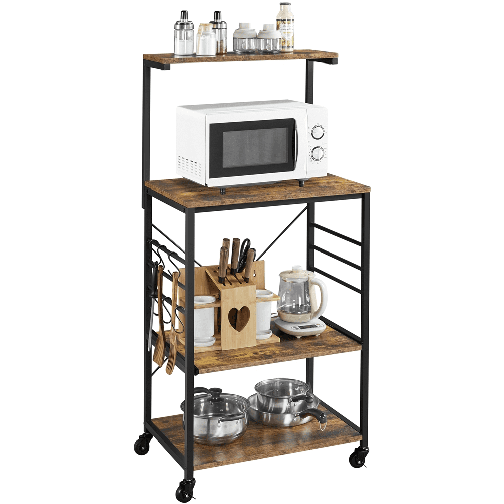 Renwick Rejilla para Panadero de Cocina de Metal de 50" de Alto con Ganchos Laterales, MarrÃ³n RÃºstico