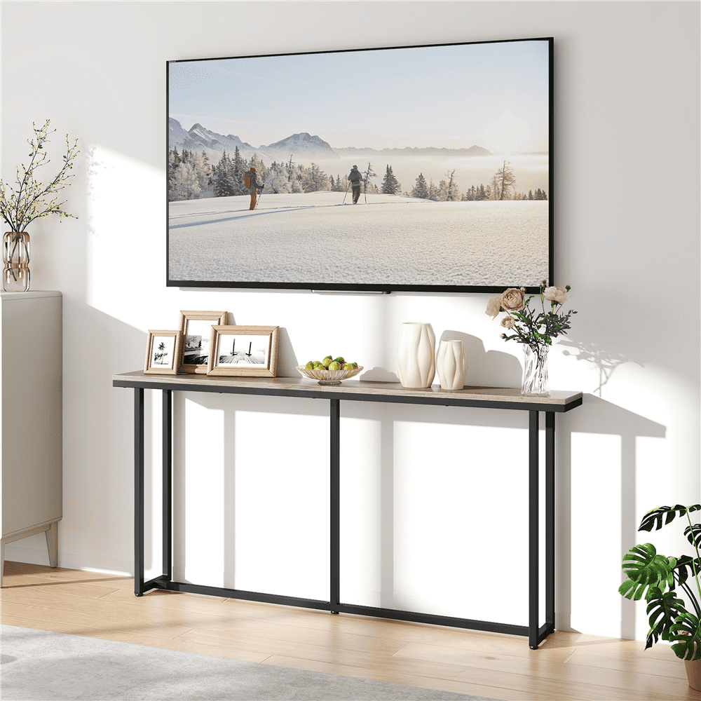 Renwick 71" L Modern Extended Console Table for Hallway Living Room, Gray