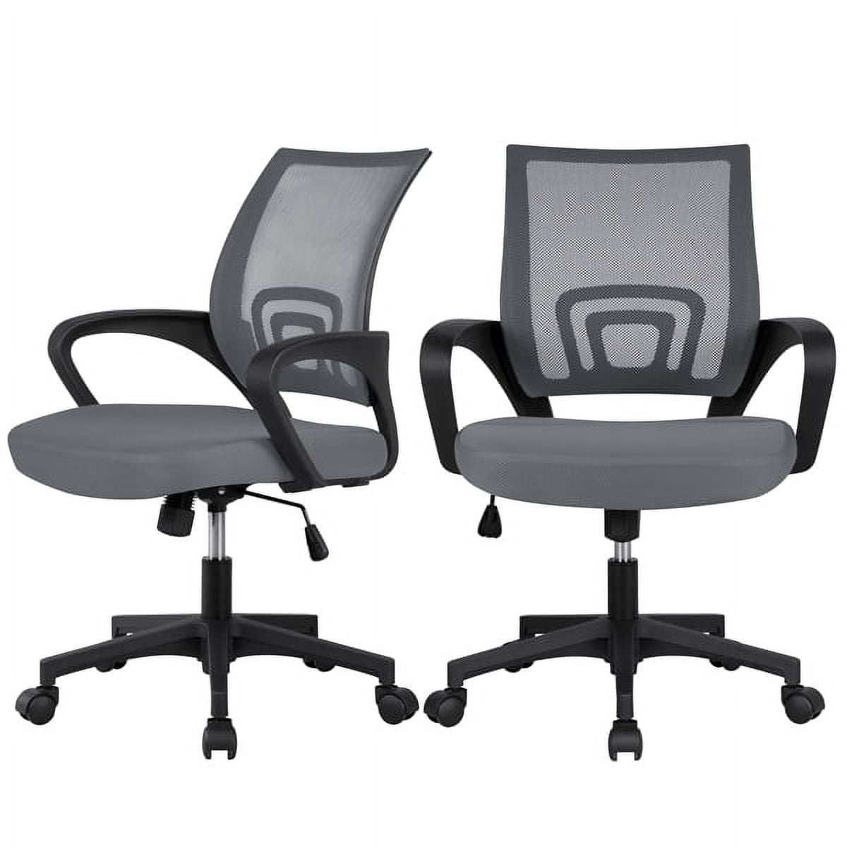 Renwick Adjustable Mesh Swivel Office Chair with Armrest, Set of 2, Dark Gray
