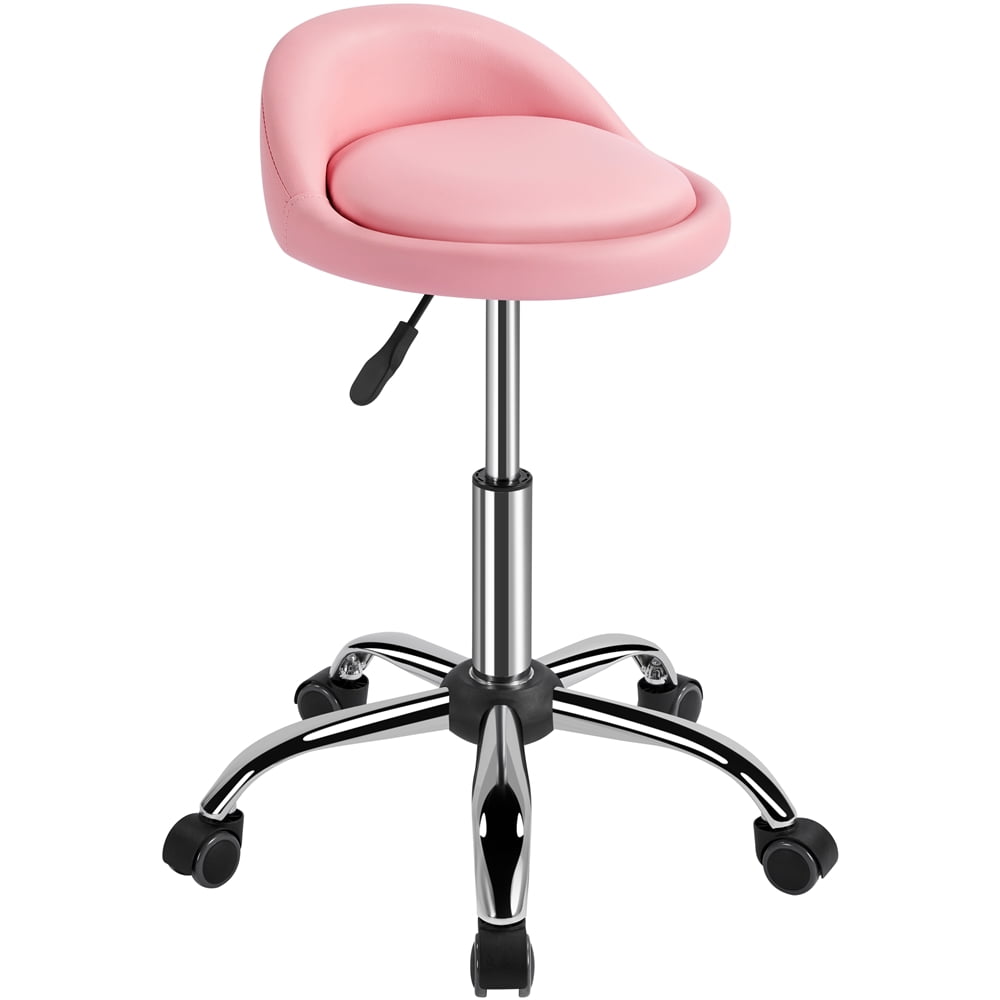 Renwick Adjustable Rolling Salon Stool Swivel Spa Massage Manicure Stool, Pink