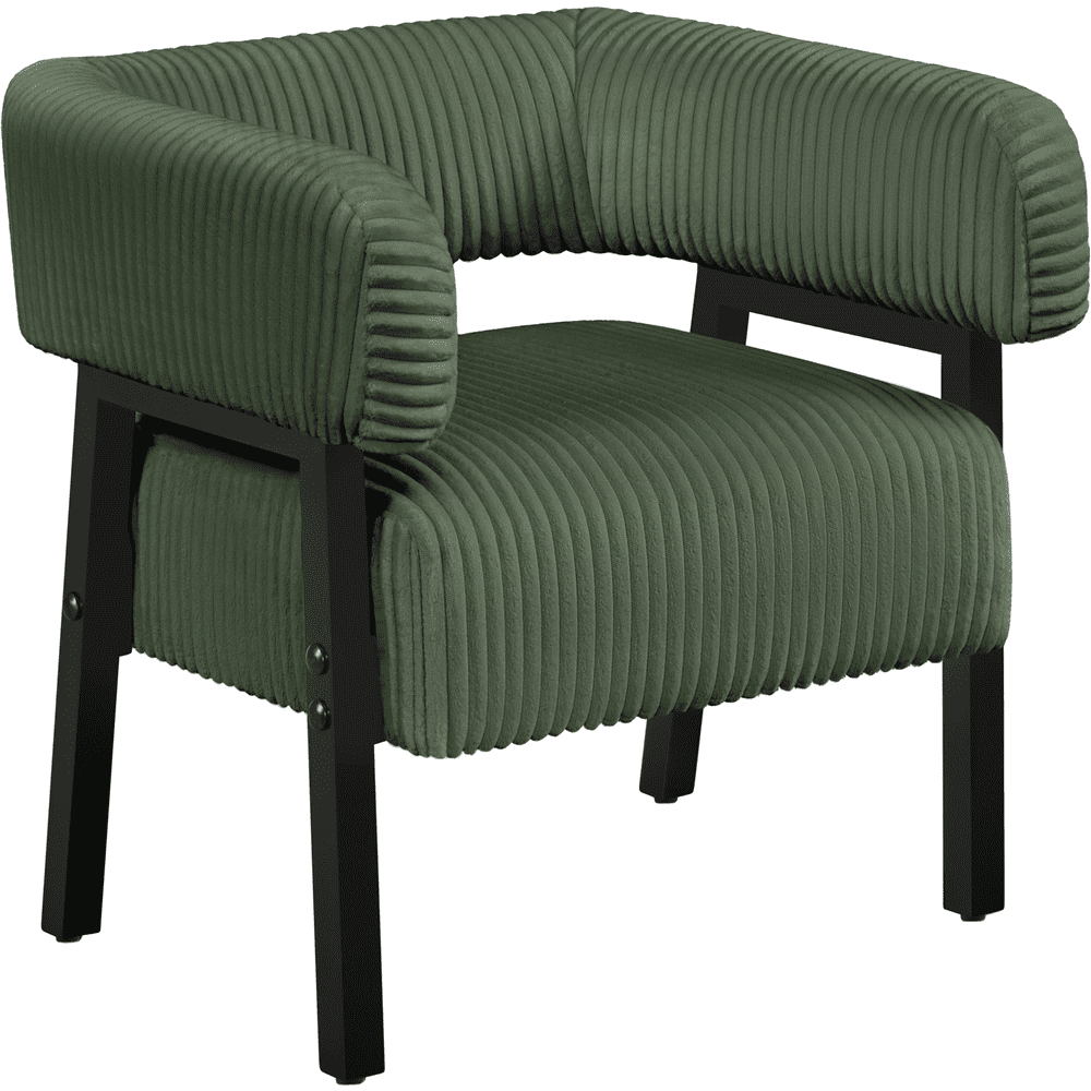 Renwick Corduroy Accent Chair with Solid Wood Legs for Living Room, Beige