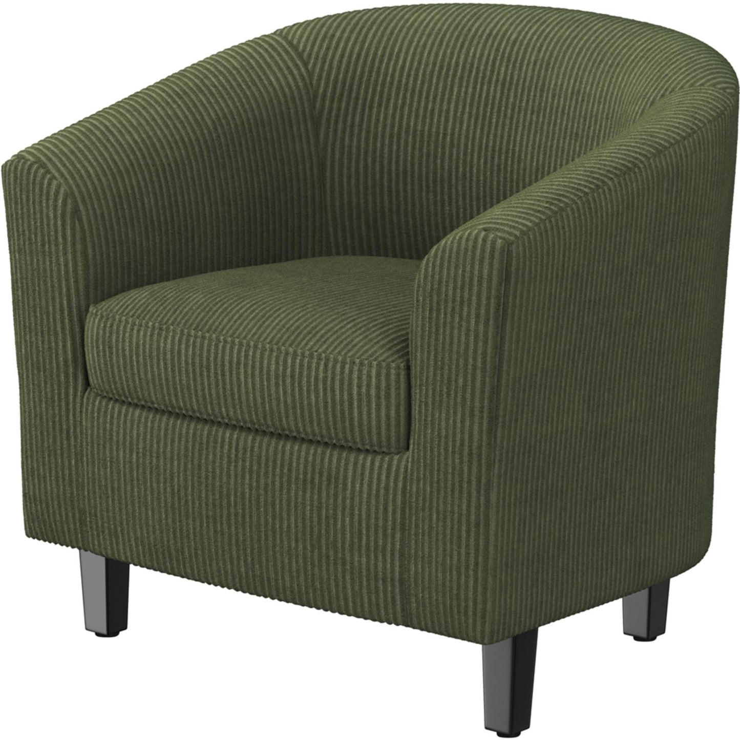 Renwick Corduroy Fabric Barrel Chair for Living Room, Dark Green