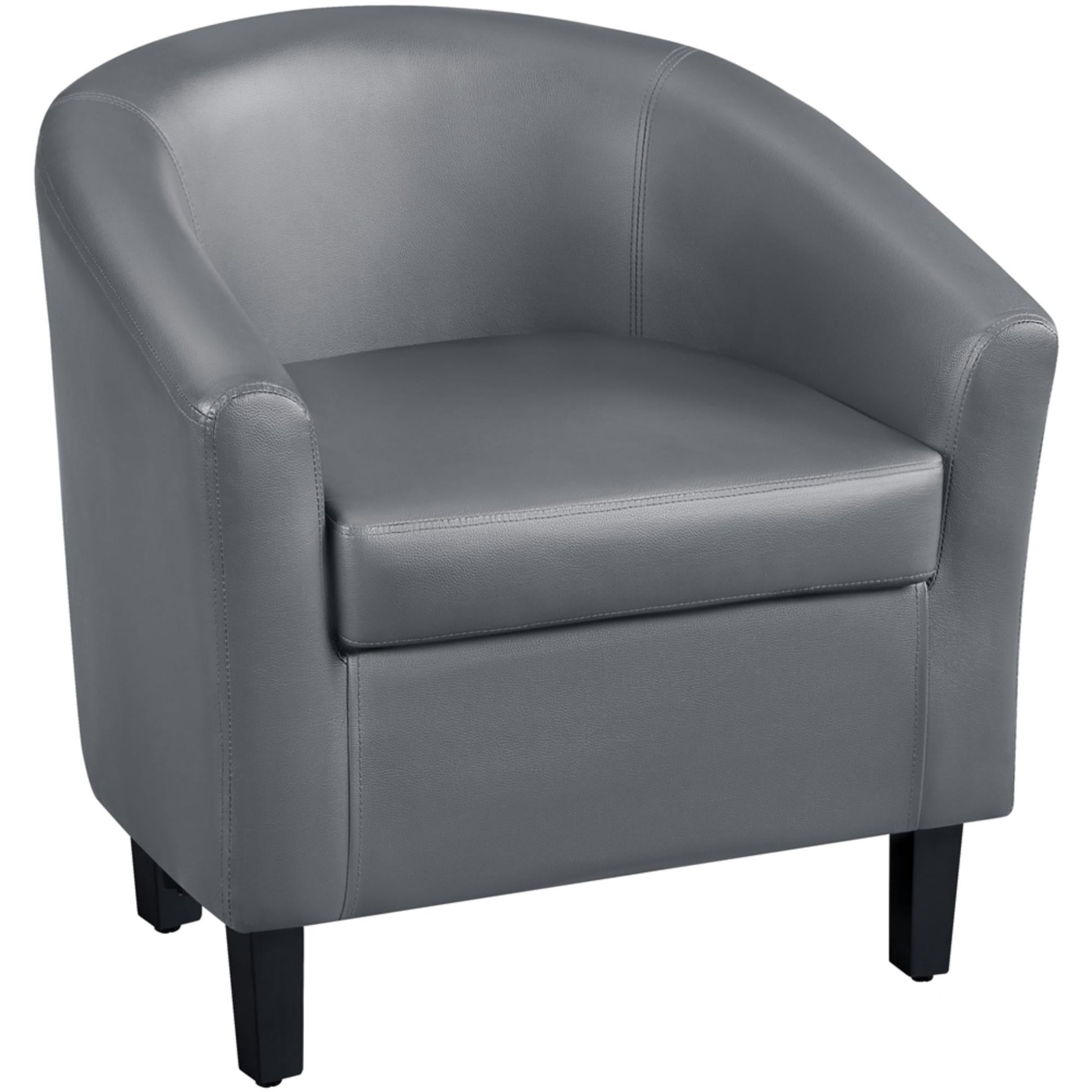 Renwick Faux Leather Barrel Accent Chair for Livingroom, Gray
