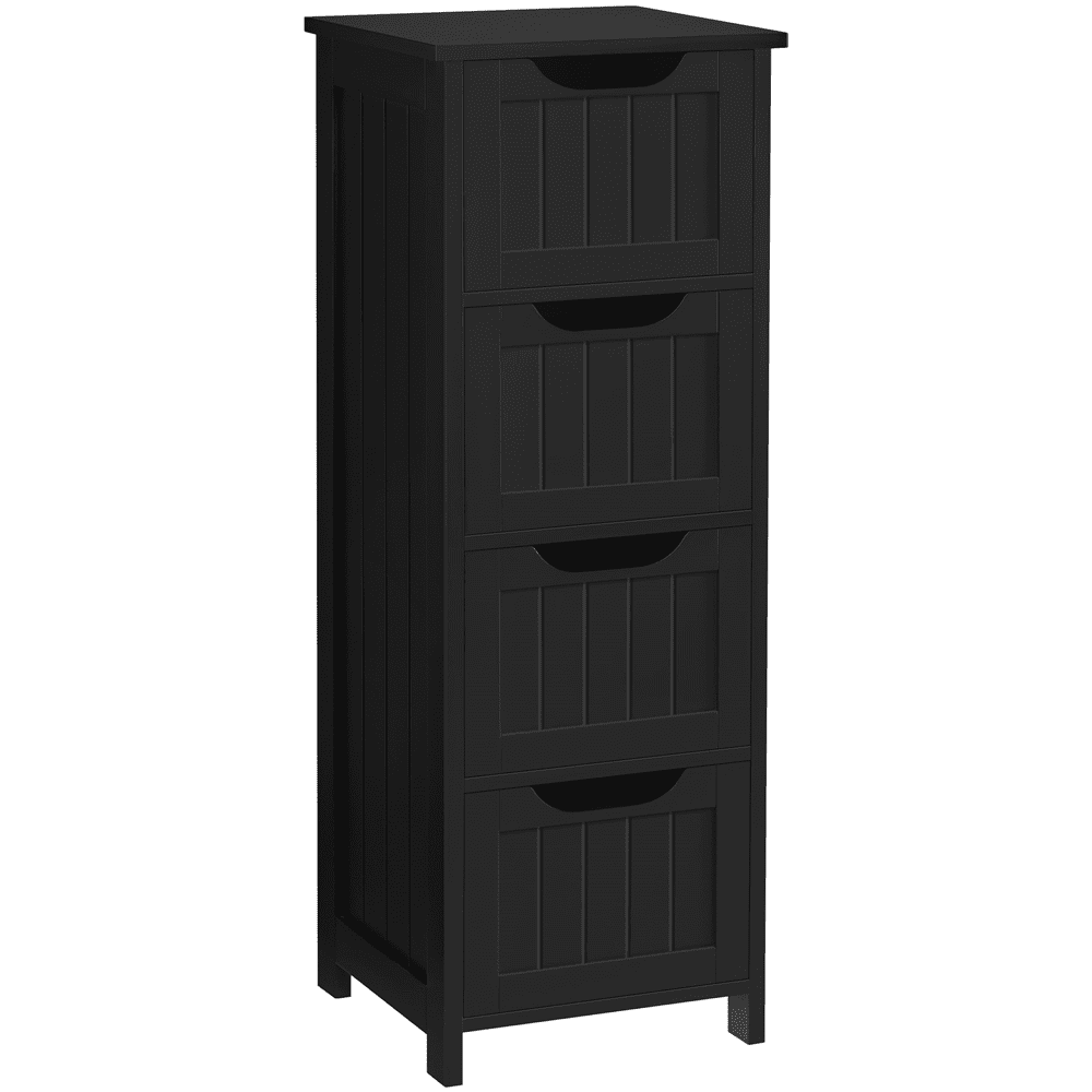 Renwick Free Standing Wooden Bathroom Cabinet with 4 Drawers, Black