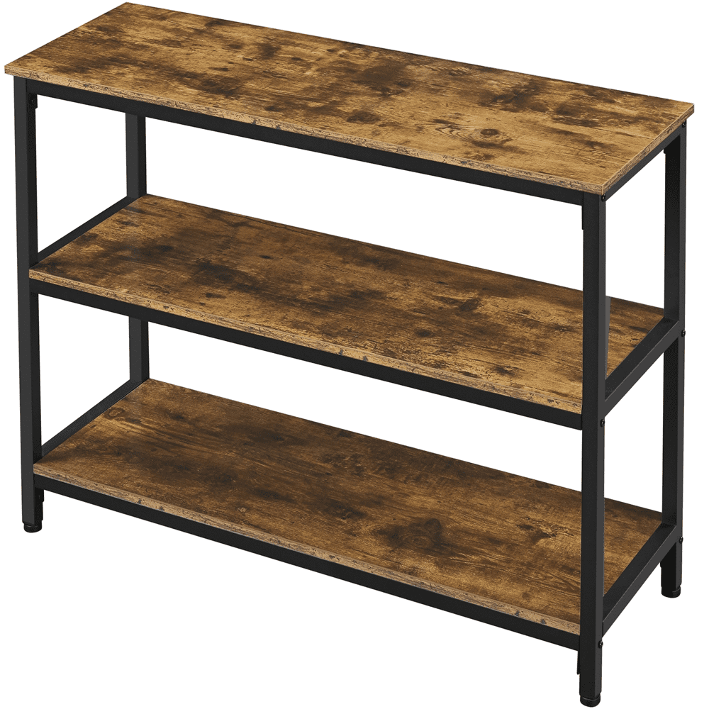 Alden Design Industrial Wooden Entryway Console Table with Open Shelves for Living room, Rustic Gray