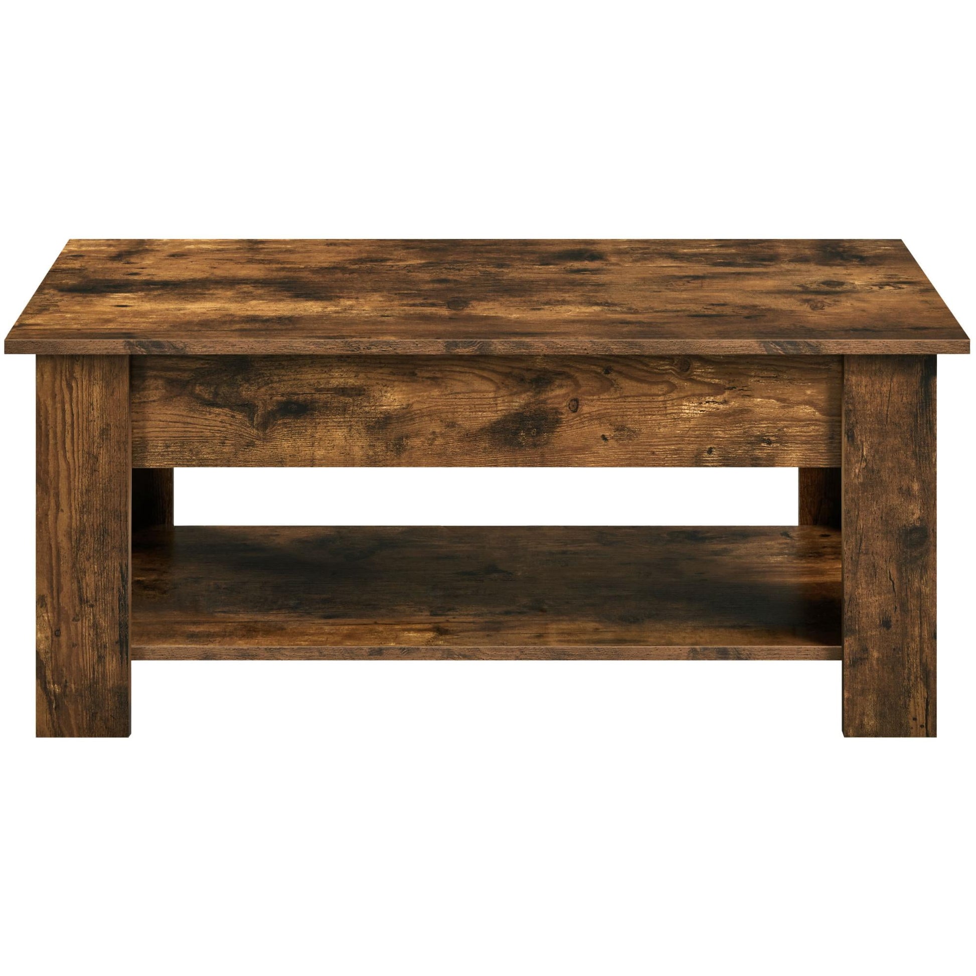 Renwick Modern 39" Wood Lift Top Coffee Table with Shelf for Livingroom, Rustic Brown