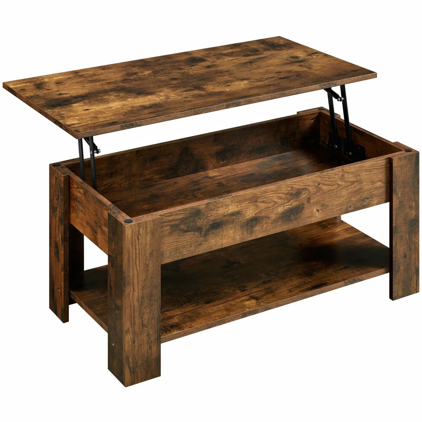 Renwick Modern Lift Top Coffee Table w/Hidden Compartment & Storage, Rustic Brown