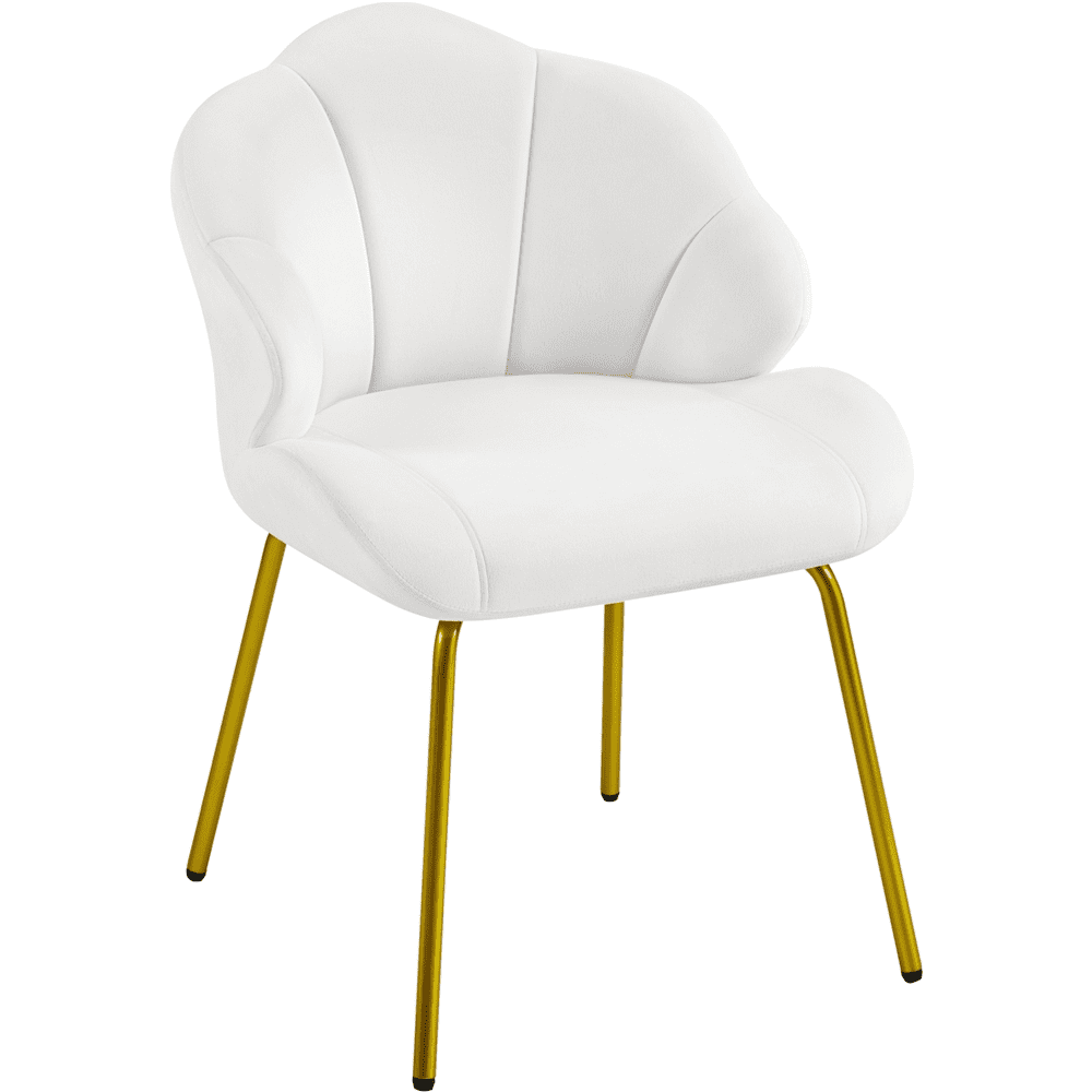 Renwick Modern Velvet Accent Chair with Golden Metal Legs for Living Room, White