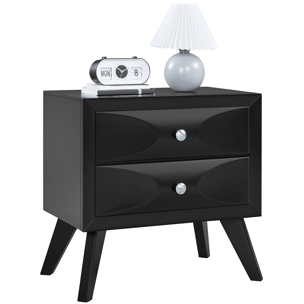 Renwick Modern Vintage 2-Drawer End Table with Spacious Storage, Black