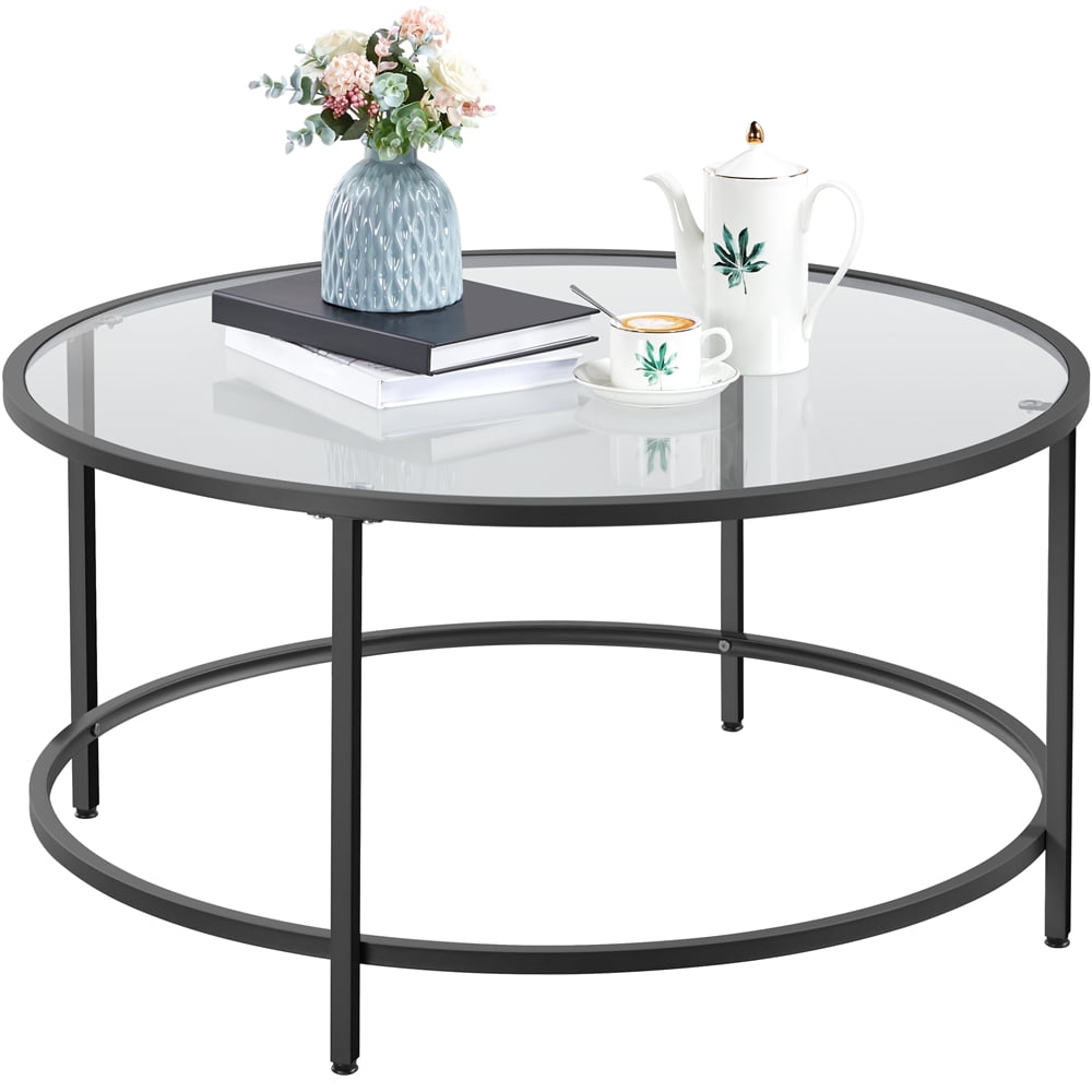 Renwick Round Glass Top Coffee Table for Livingroom, Gold