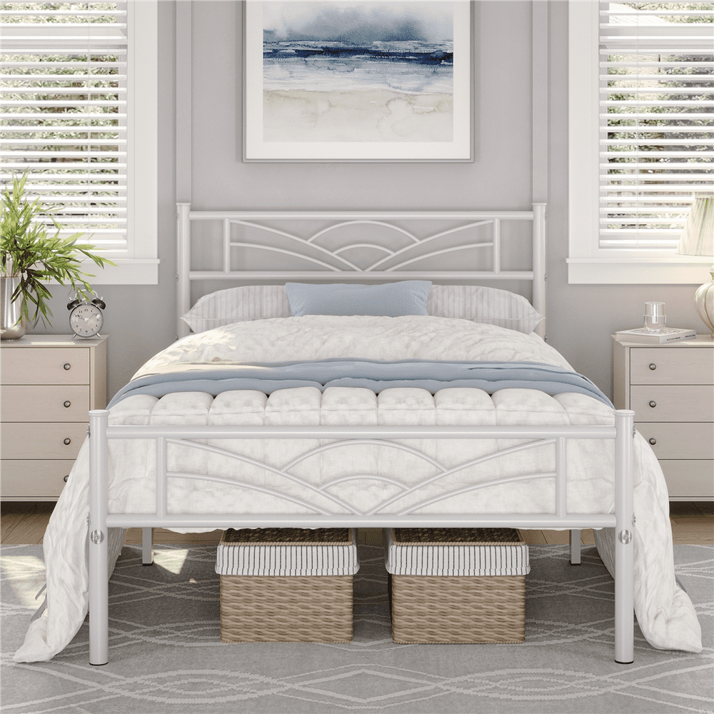 Renwick Skylar Cloud-Inspired Design Metal Bed, Twin, Adult, Black