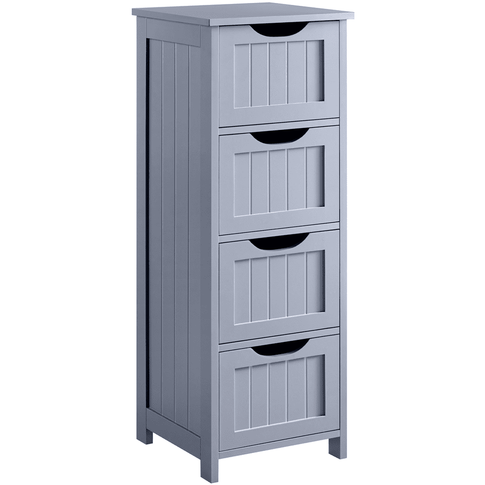 Renwick Slim Bathroom Floor Cabinet with 4 Drawers, Gray