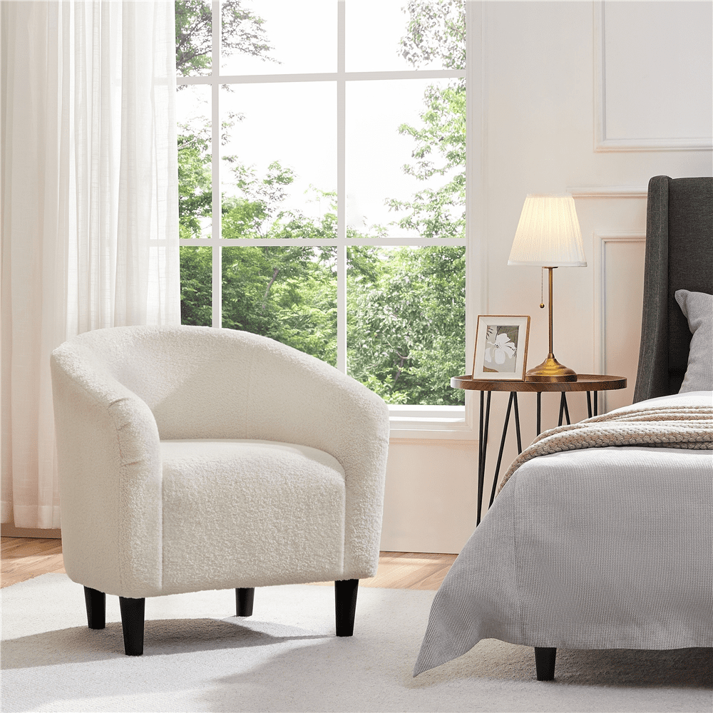Renwick Boucle Upholstered Accent Chair, Black