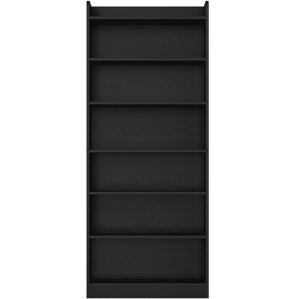 Renwick Wooden 7 Layer Open Shelf Bookcase with Compartment, Black