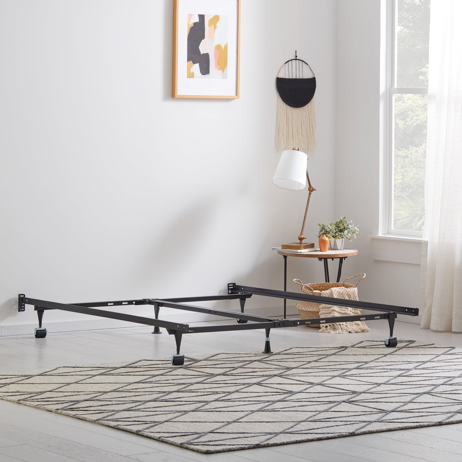 Rest Haven Universal Metal Adjustable Bed Frame with Wheels, Twin - Cal King