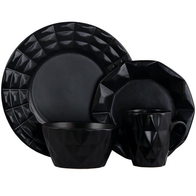 Elama Retro Chic 16-Piece Glazed Dinnerware Set in White