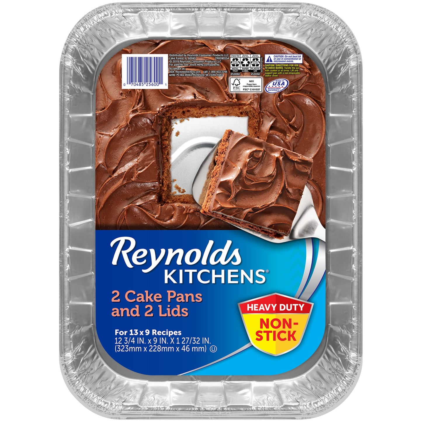 Reynolds Kitchens Non-Stick Disposable Aluminum Baking Pans with Lids, Blue, 13 x 9 in., 2 Count