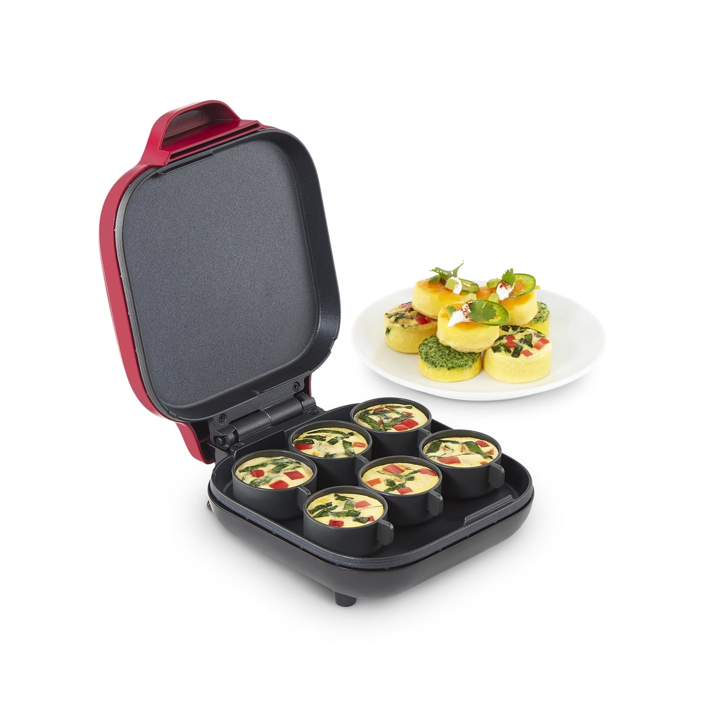 Rise by Dash Egg Bite Maker with 6 Silicone Molds + Recipe Guide - Red