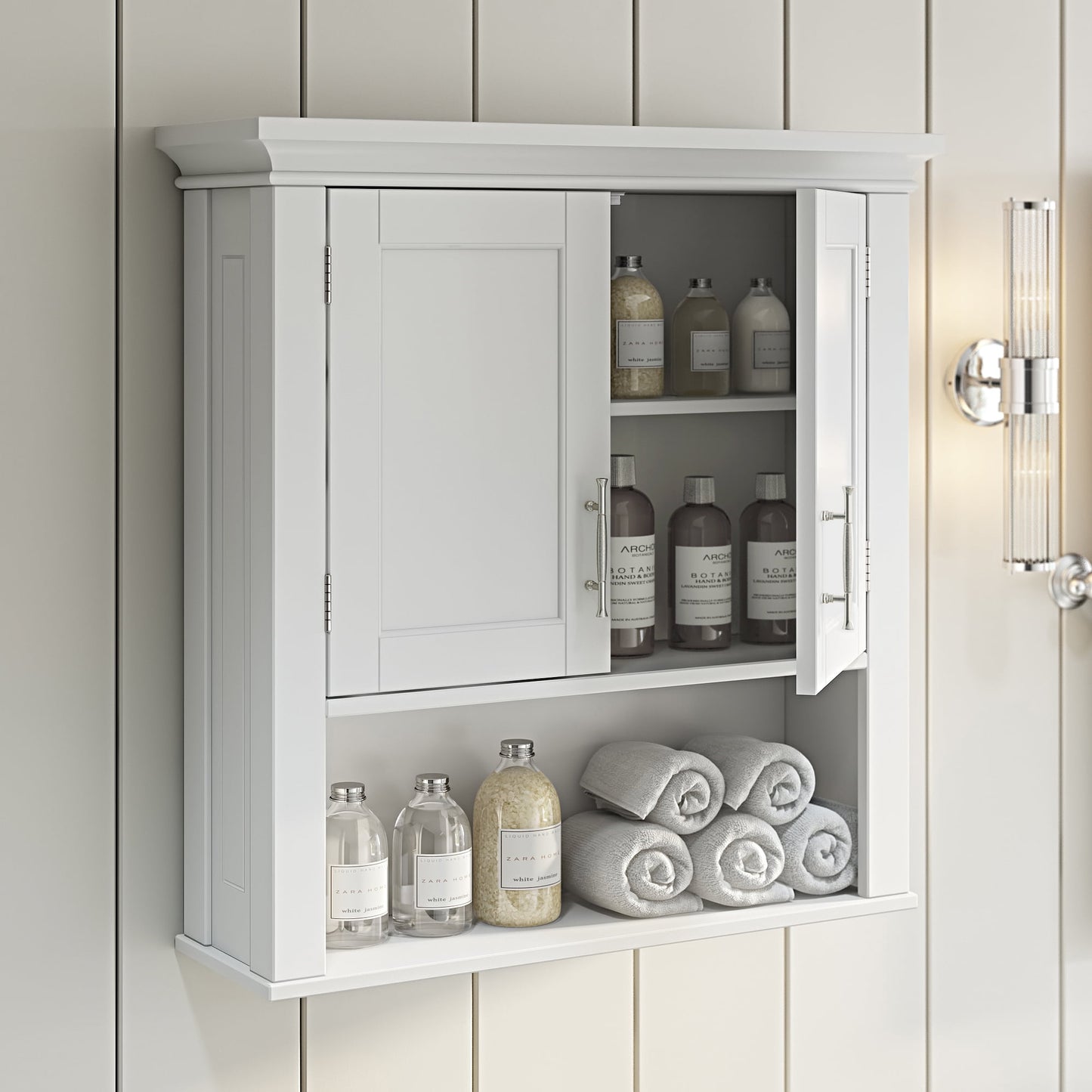 RiverRidge Somerset Gabinete de Medicinas de BaÃ±o de 2 Puertas Estante de Pared para LavanderÃ­a - Blanco