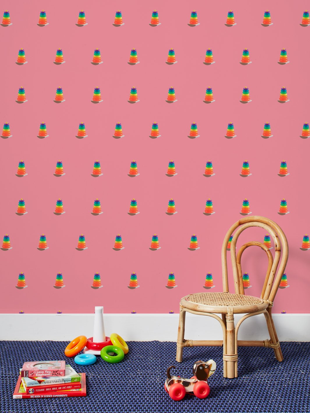 Rock-a-Stack Removable Vinyl Wallpaper by Fisher-Price - Bubblegum