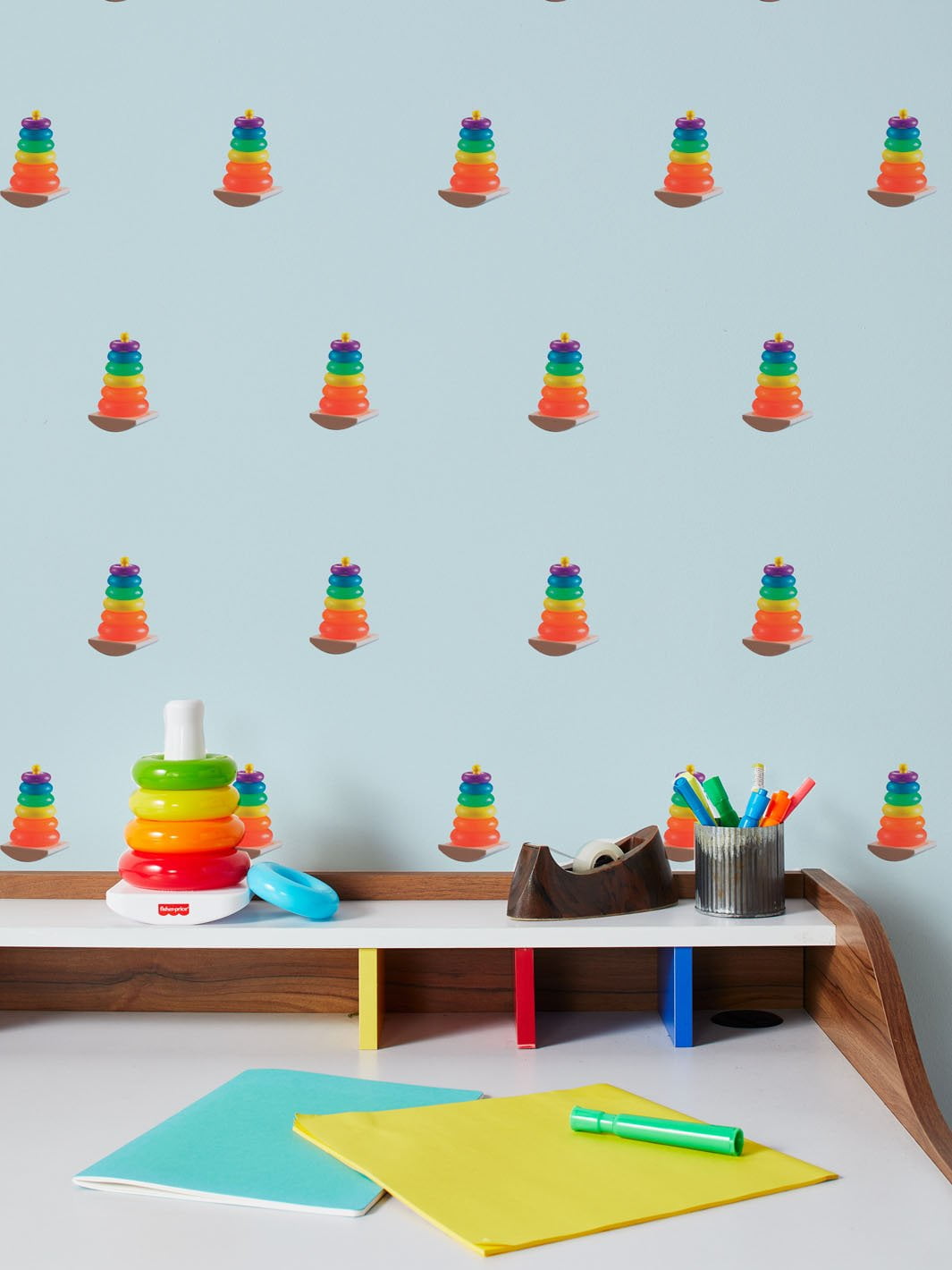 Rock-a-Stack Removable Vinyl Wallpaper by Fisher-Price - Sky