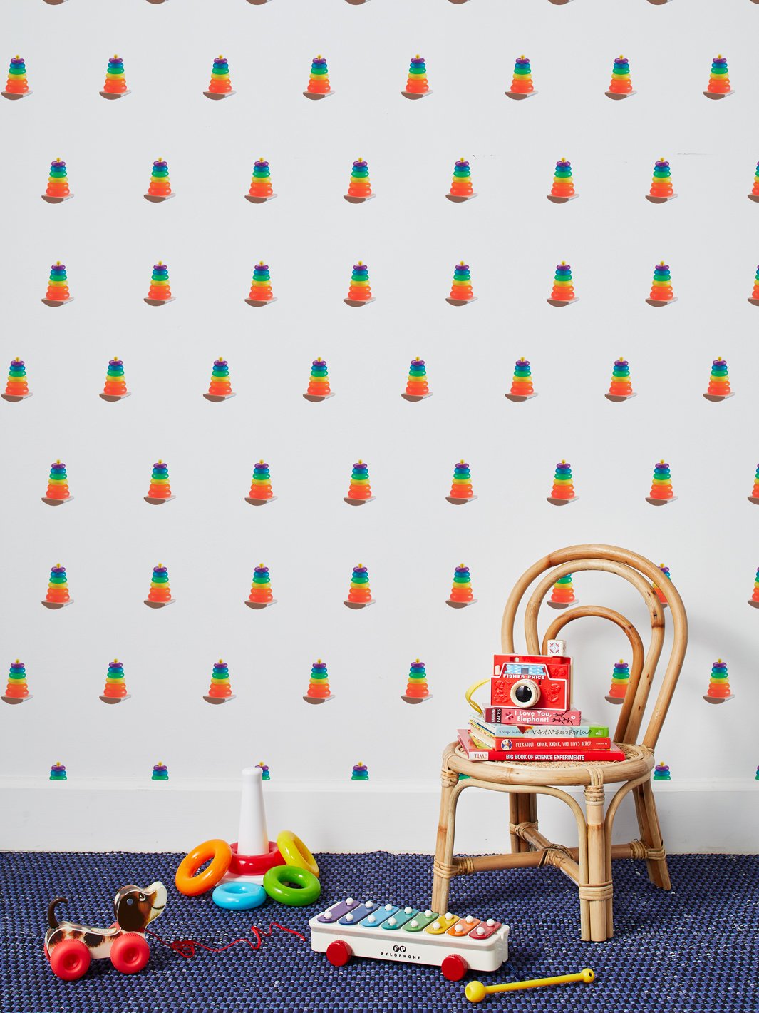 Rock-a-Stack Removable Vinyl Wallpaper by Fisher-Price - White