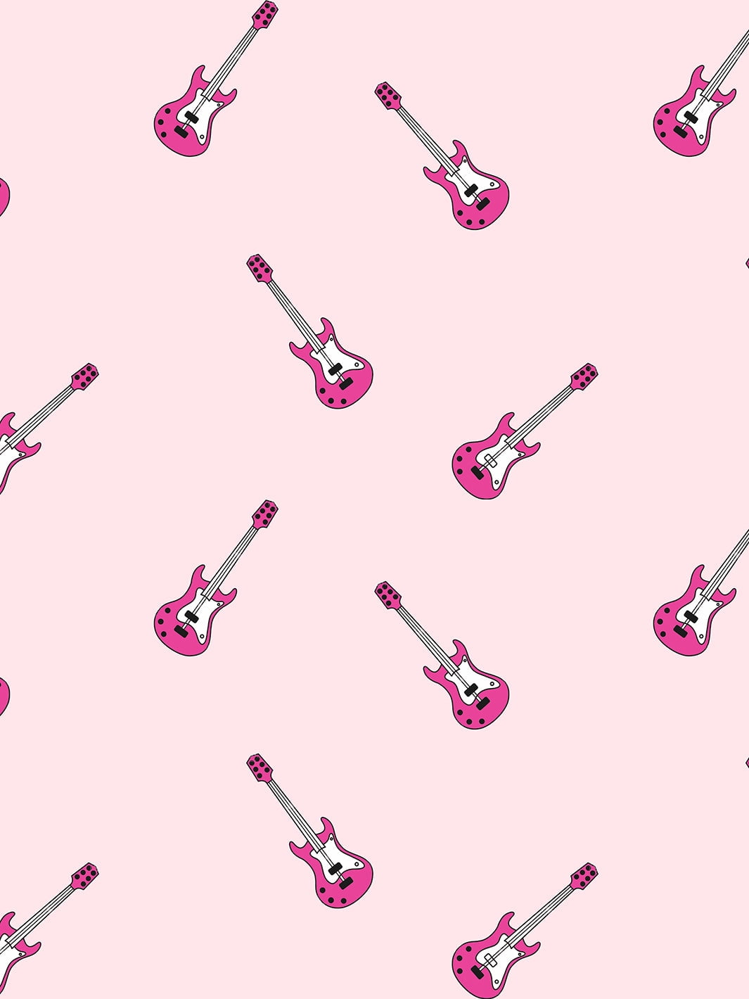 Rocker Electric Guitar Removable Vinyl Wallpaper by Barbie - Pink