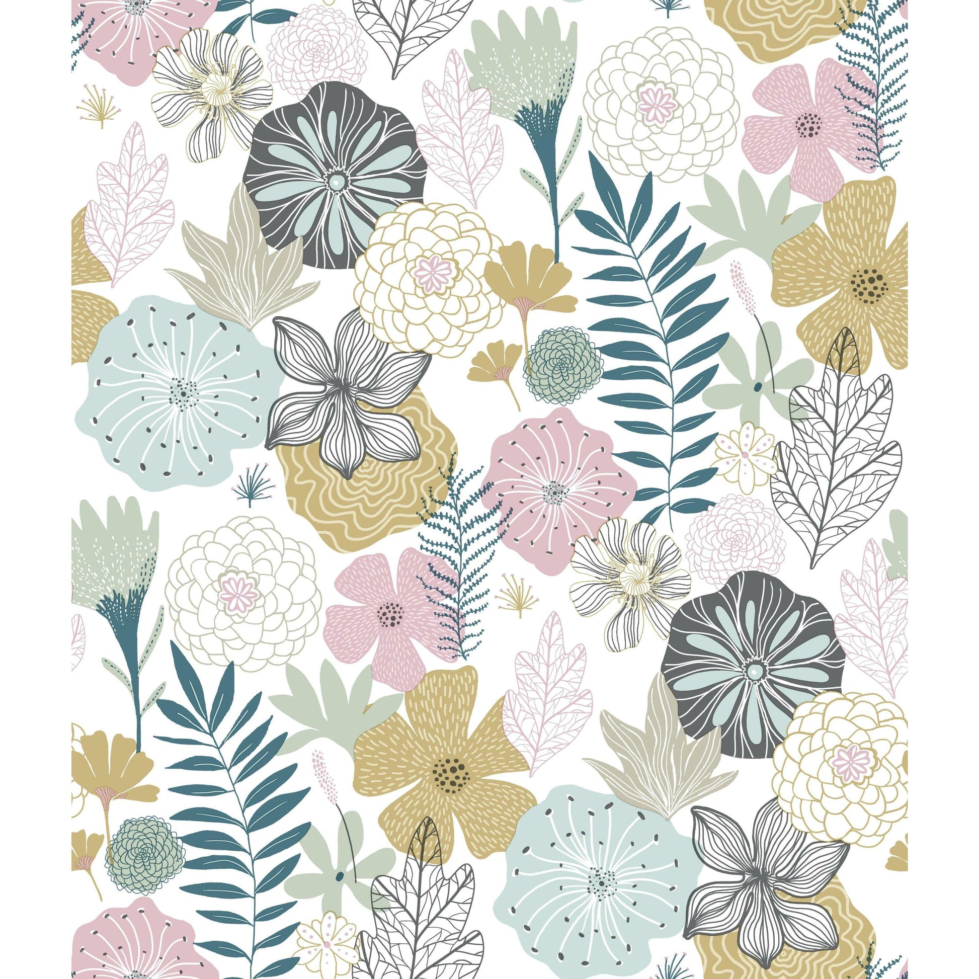 RoomMates Perennial Pink Floral Peel and Stick Wallpaper, 20.5 inches x 18 feet, 1 roll,