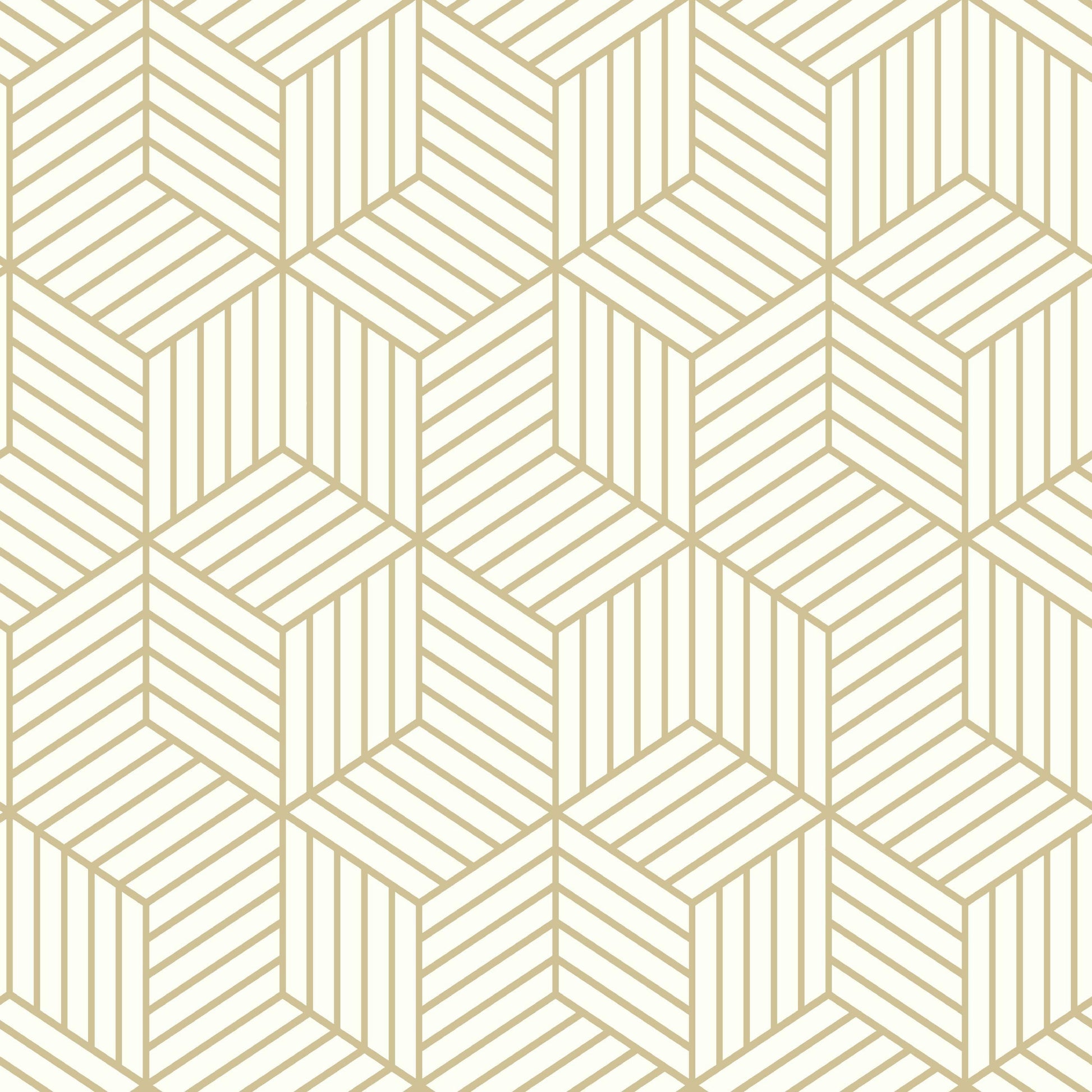 RoomMates Striped Hex Gold Peel and Stick Wallpaper, 1 Count