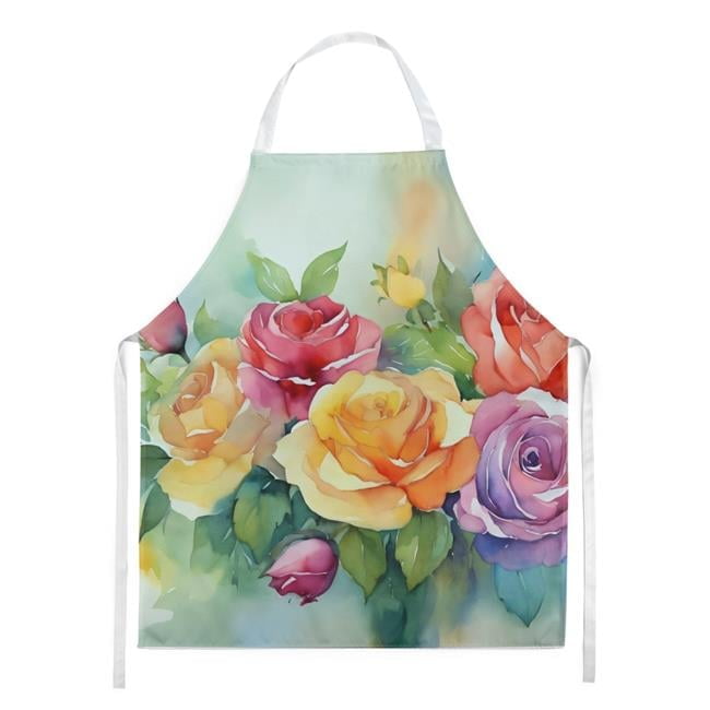 Roses in Watercolor Apron 27 in x 30 in