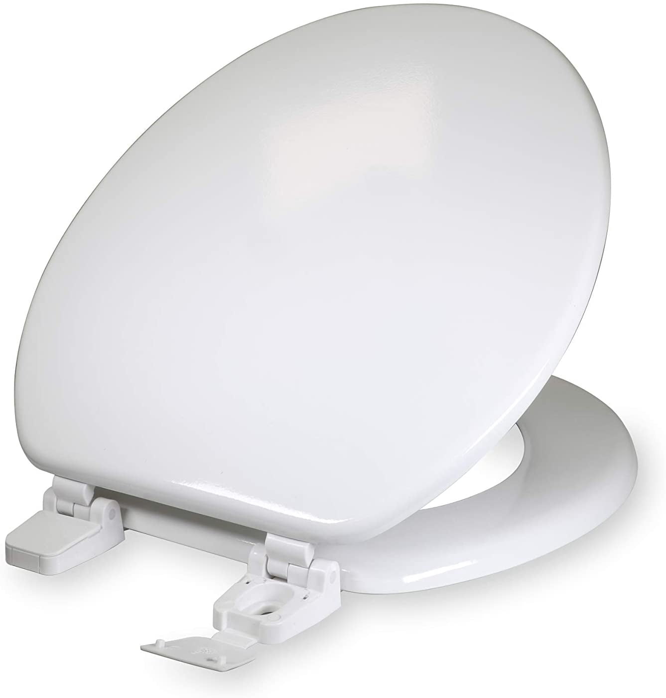 Round Molded Wood Toilet Seat âˆ™ Easy Remove âˆ™ Adjustable Hinge, White
