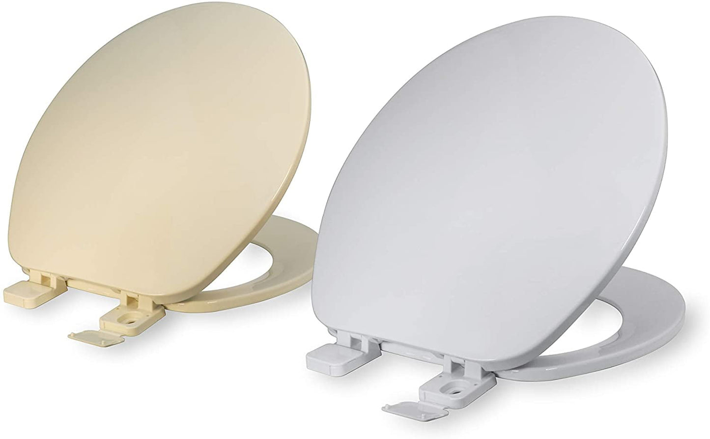 Round Plastic Toilet Seat with Adjustable Hinge, Bone