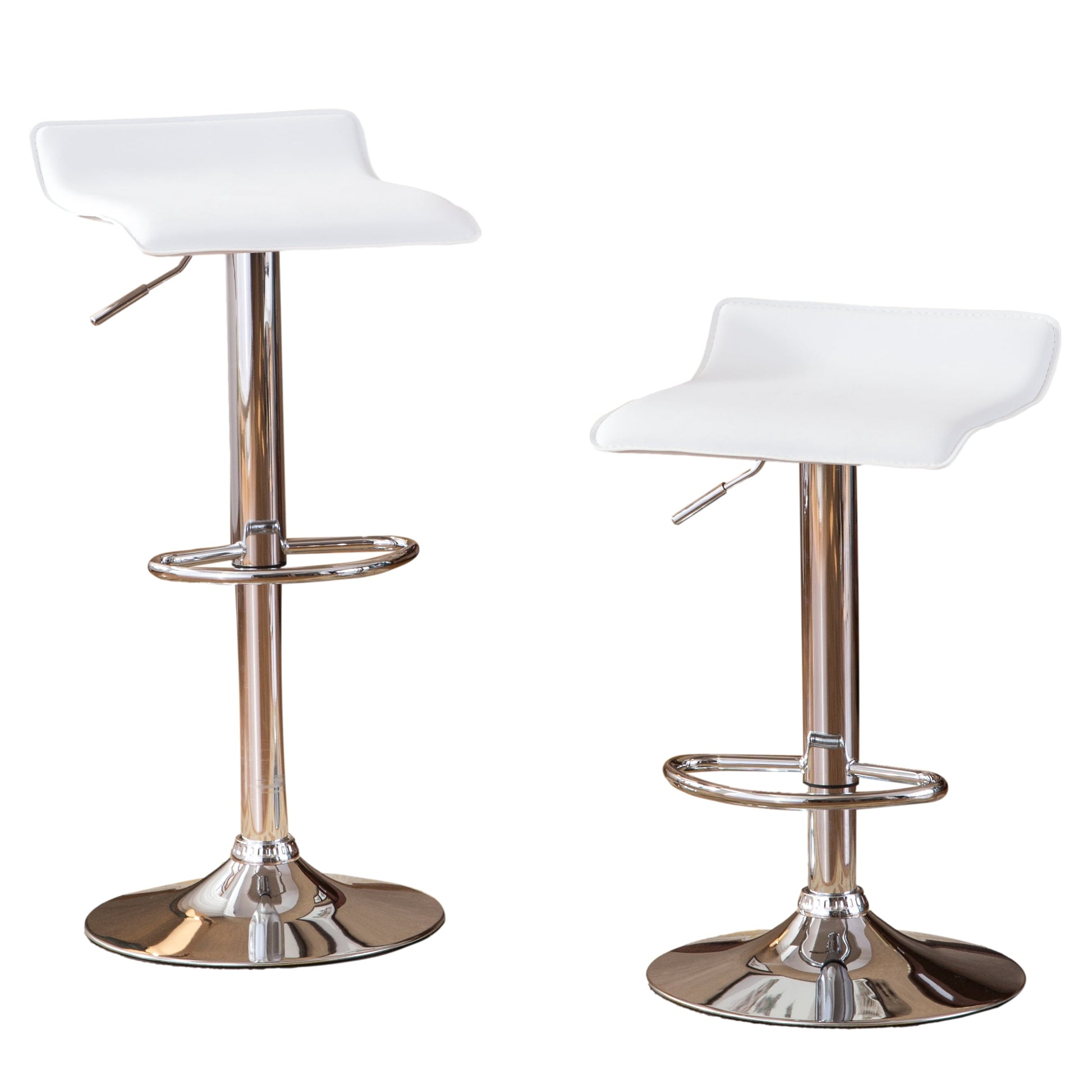 Roundhill Contemporary Chrome Adjustable Swivel Stools with White Seat(Set of 2)