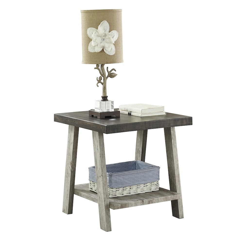 Roundhill Furniture Athens Contemporary Wood End Table Weathered Walnut/Gray