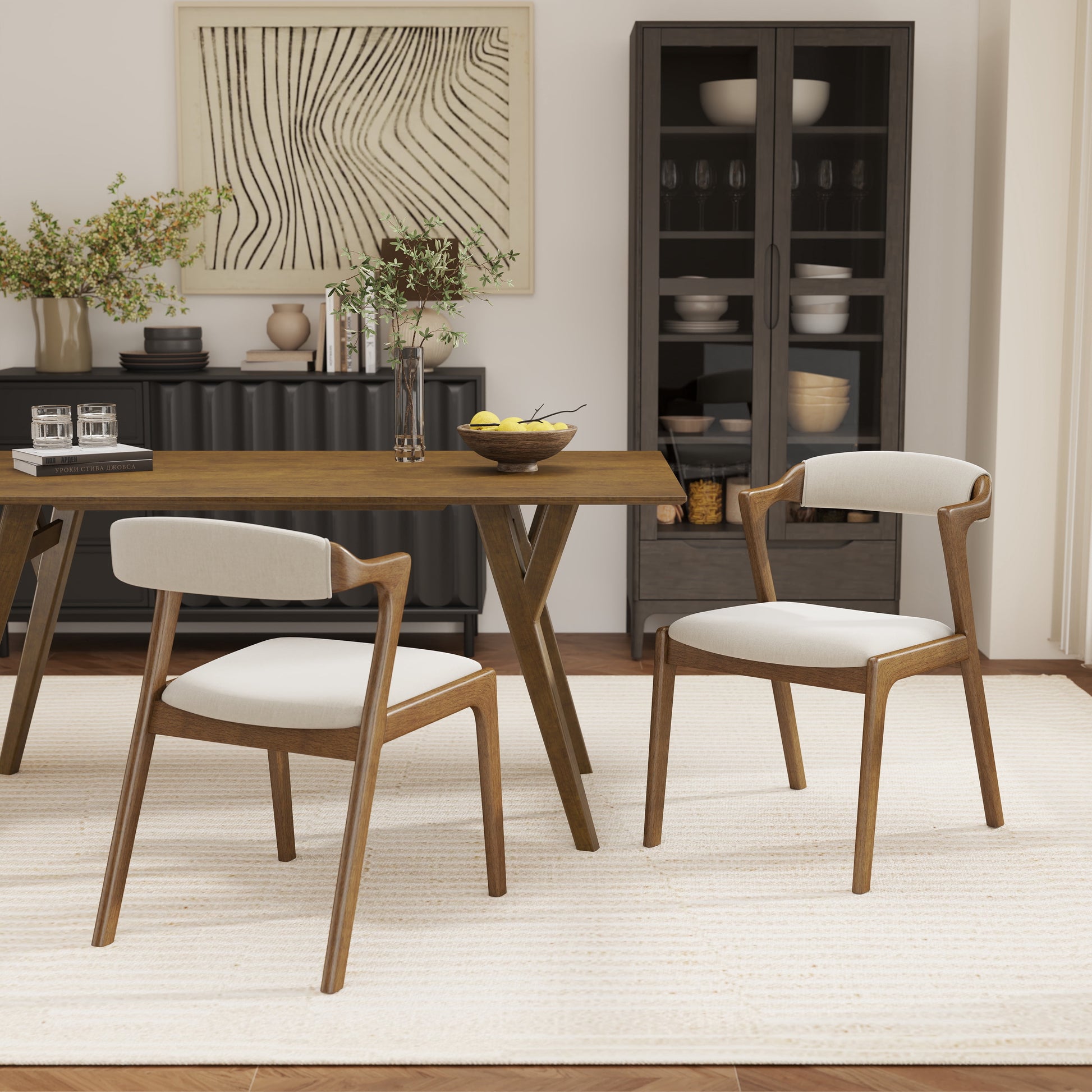 Roundhill Furniture Lavin Black Finish Upholstered Dining Chairs, Set of 2
