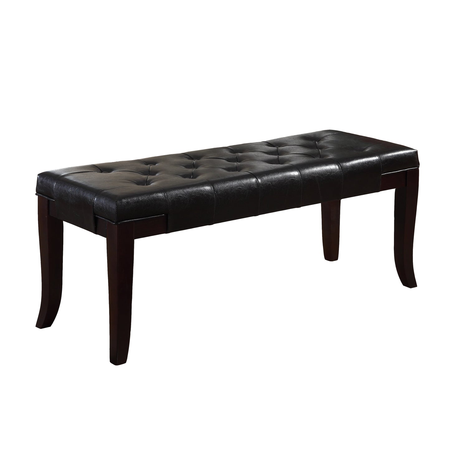 Roundhill Furniture Linon Leather Tufted Bench, Black