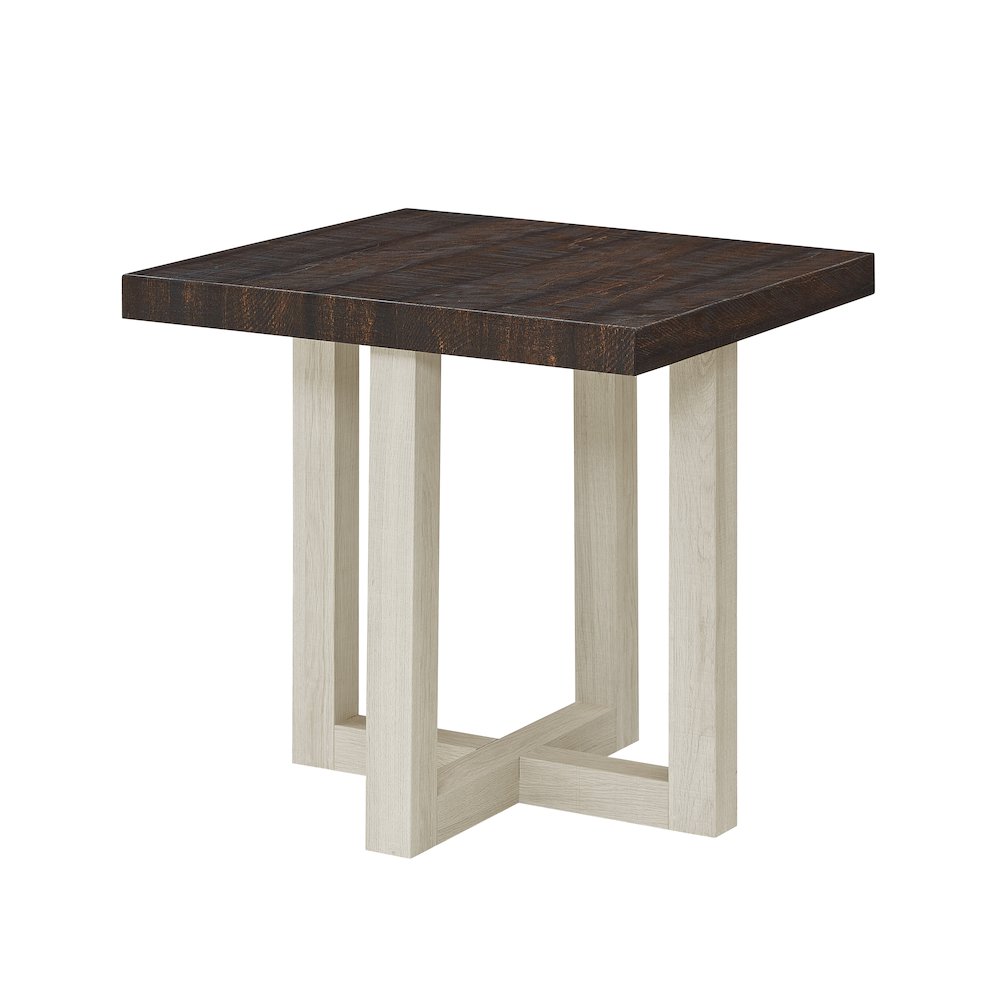 Roundhill Furniture Luno Contemporary End Table, Walnut and White