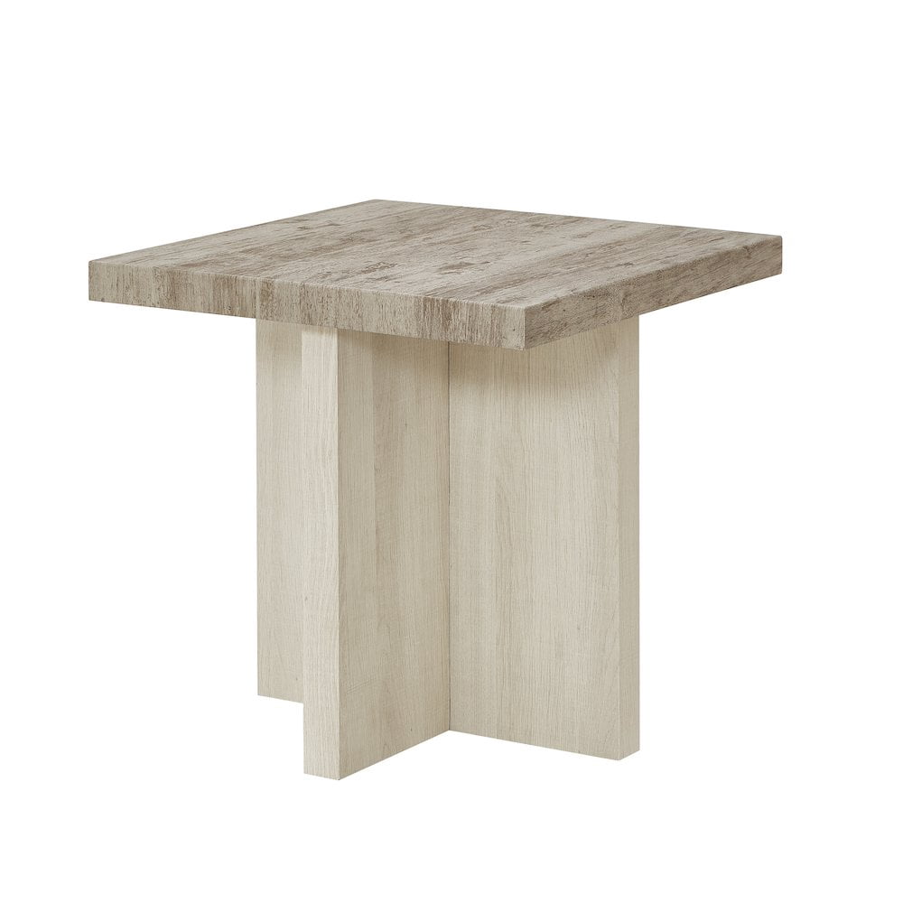 Roundhill Furniture Mchome Square End Table, Nightstand, Weathered Gray and Beige
