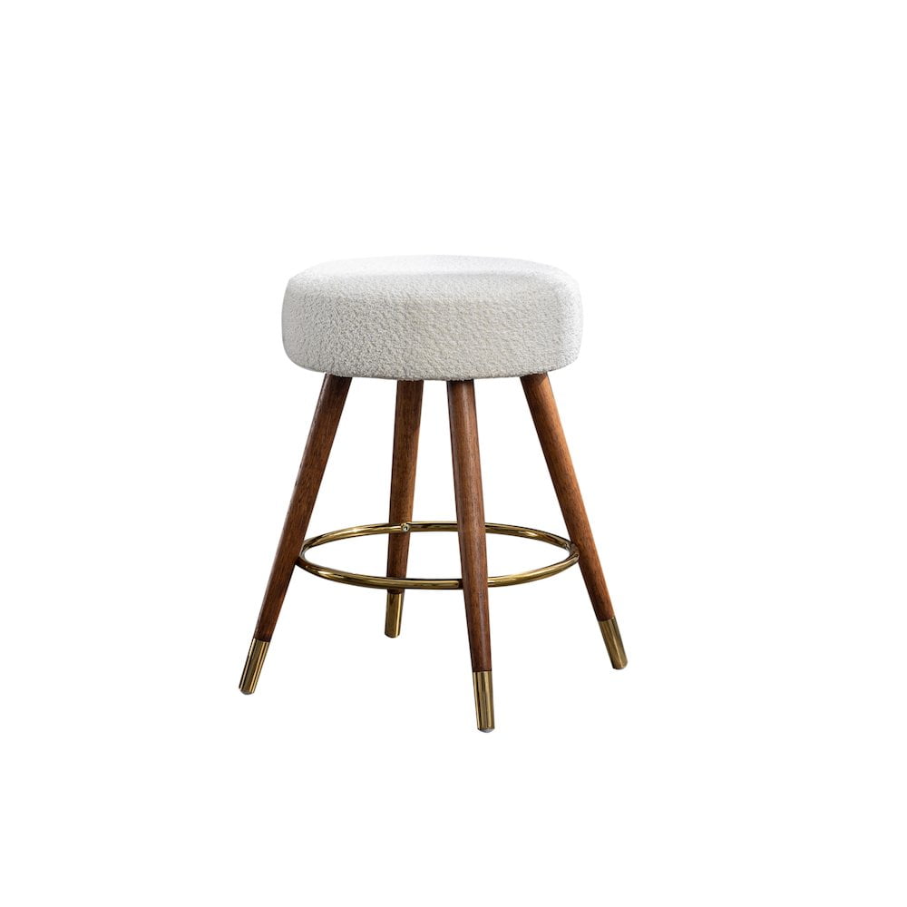 Roundhill Furniture MoMo Boucle Upholstered Counter Height Stool, 360Â° Swivel, White