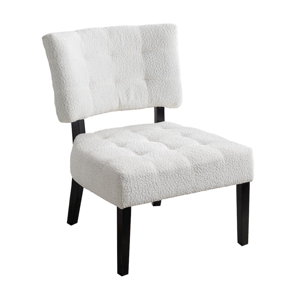 Roundhill Furniture Movile Boucle Tufted Accent Chair with Oversized Seating, White