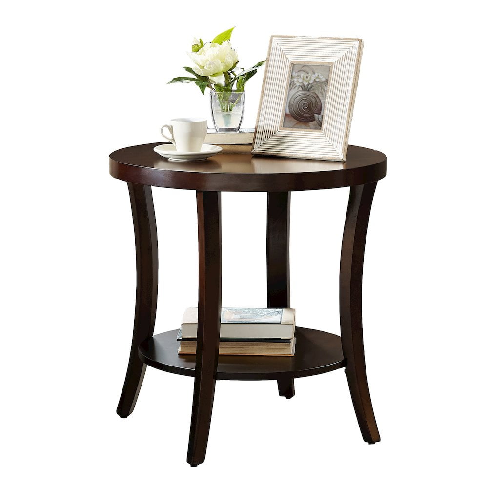 Roundhill Furniture Perth Contemporary Oval Shelf End Table, Gray