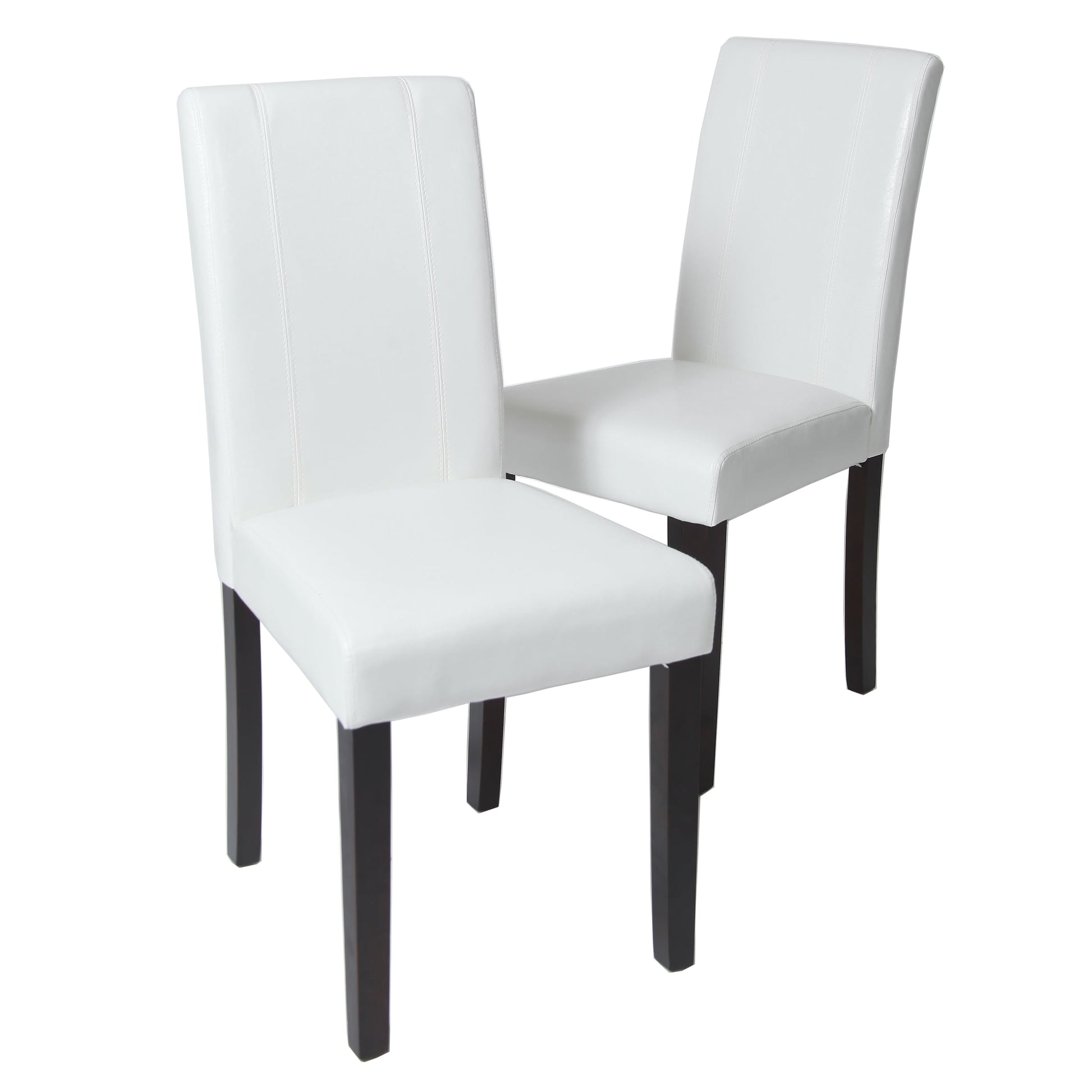 Roundhill Urban Style Solid Wood Leatherette Parson Chair in White(Set of 2)