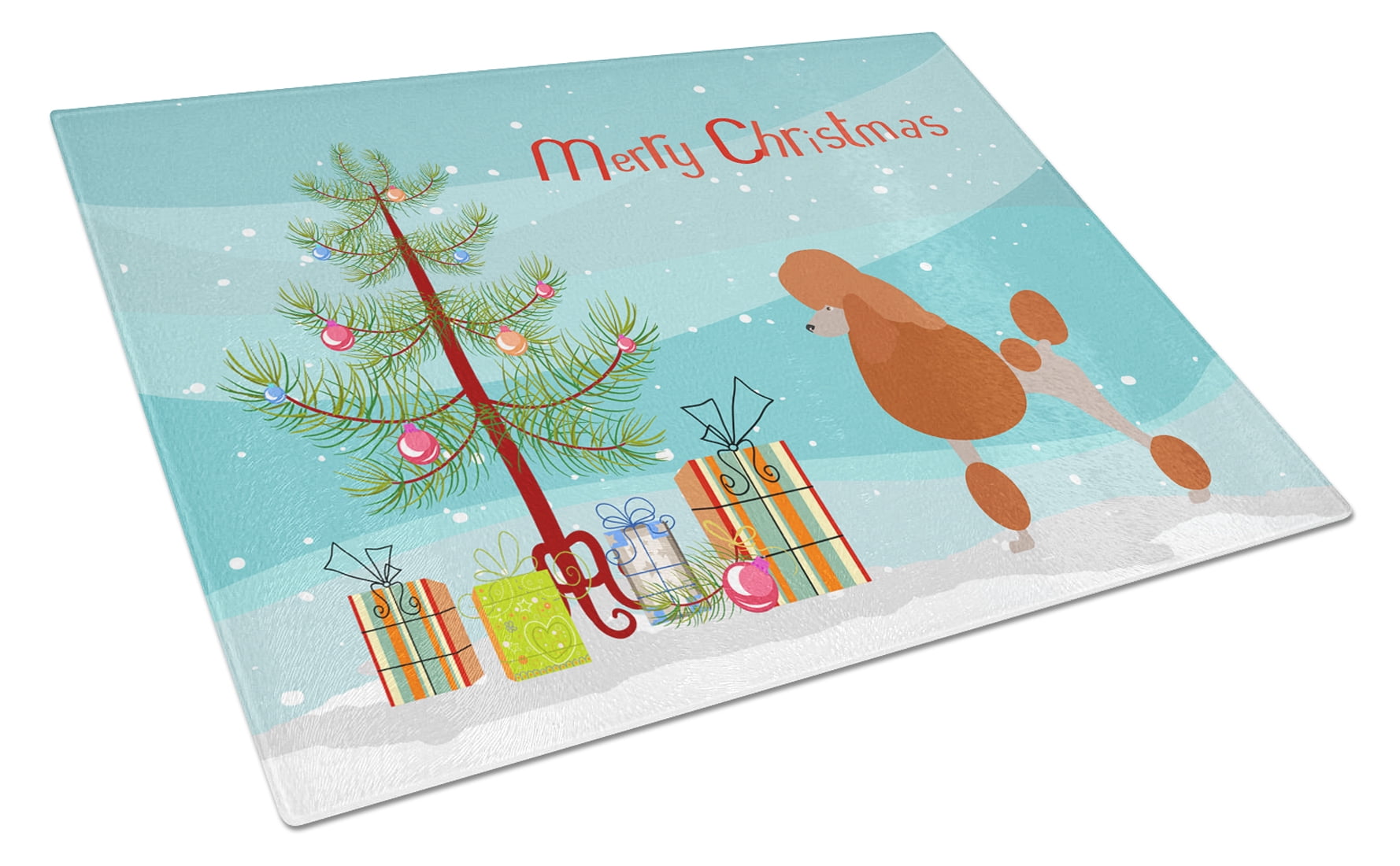 Royal Poodle Christmas Glass Cutting Board Large