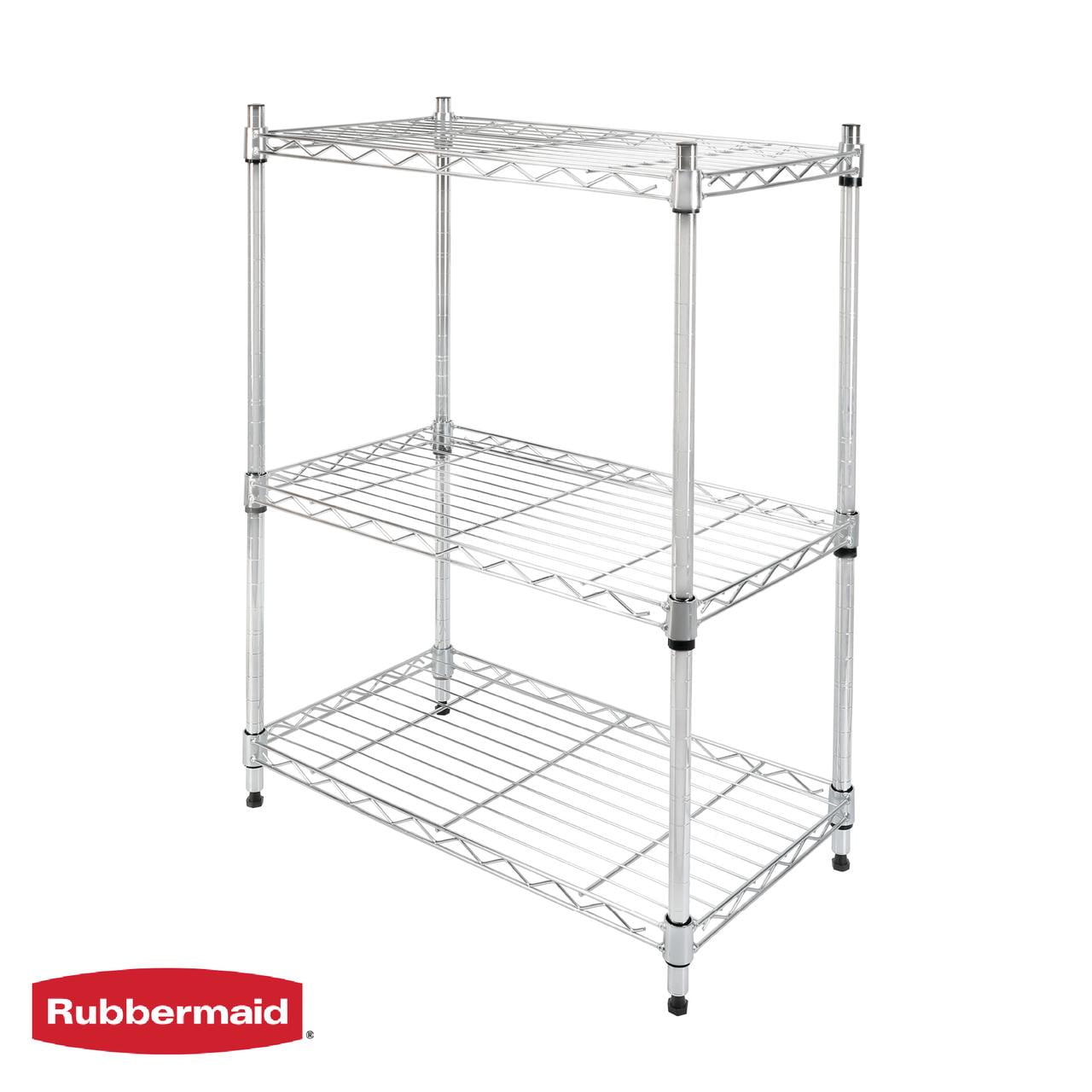 Rubbermaid 3-Tier Heavy Duty Chrome Wire Shelving Unit, 450lb Capacity